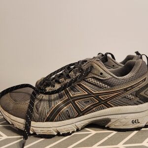 ASICS Boys Kids Gel-Venture Running Shoes - Gray and Black